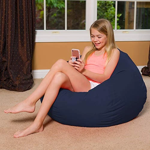 Posh Creations Bean Bag Chair For Kids, Teens, And Adults Includes Removable And Machine Washable Cover, Solid Navy Blue, 38in - Large 3 Posh Creations Bean Bag Chair For Kids, Teens, And Adults Includes Removable And Machine Washable Cover, Solid Navy Blue, 38in - Large - Image 3