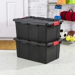 Sterilite 14649006 15 Gallon/57 Liter Industrial Tote, Black Lid & Base W/ Racer Red Latches, 6-Pack 13 Sterilite 14649006 15 Gallon/57 Liter Industrial Tote, Black Lid & Base W/ Racer Red Latches, 6-Pack -Songmics Furniture Shop 51M7bsNQDVL