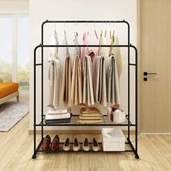 Clothes Rack Metal Garment Racks Heavy Duty Indoor Bedroom Cool Clothing Hanger With Top Rod And Lower Storage Shelf Black … (white) 8 Clothes Rack Metal Garment Racks Heavy Duty Indoor Bedroom Cool Clothing Hanger With Top Rod And Lower Storage Shelf Black … (white) -Songmics Furniture Shop 51M8sf6Jm2S. AC
