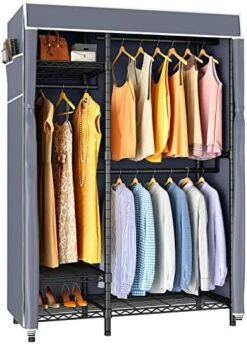 VIPEK V2C Wire Garment Rack Covered Clothes Rack With 3 Hanging Rods, Black Metal Clothing Rack With Grey Oxford Fabric Cover Cover, Portable Closet Rack Free Standing Closet Wardrobe, Max Load 600LBS -Songmics Furniture Shop 51MChtlQsUL. AC