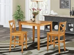 East West Furniture PUBS3-OAK-W Dining Set, 3-Piece -Songmics Furniture Shop 51MNqHj GcL. AC