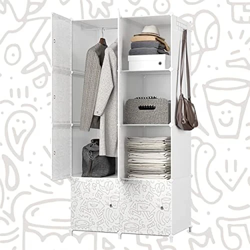 JOISCOPE Portable Closet For Hanging Clothes, Combination Armoire, Modular Cabinet For Space Saving, Ideal Storage Organizer Cube For Books, Toys, 8 Cubes 13 JOISCOPE Portable Closet For Hanging Clothes, Combination Armoire, Modular Cabinet For Space Saving, Ideal Storage Organizer Cube For Books, Toys, 8 Cubes - Image 13