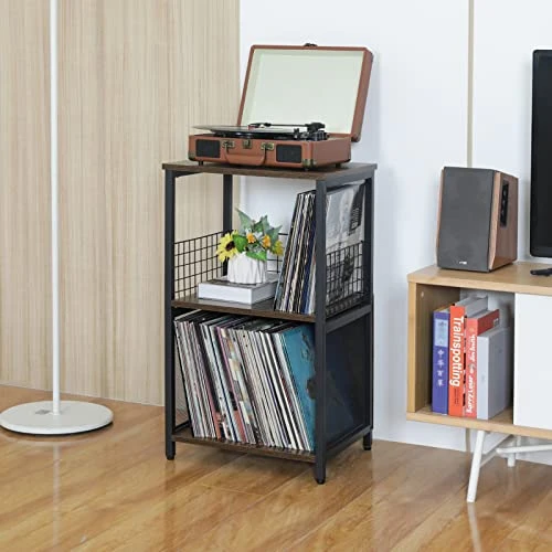 Honkazita Record Player Stand, Vinyl Record Storage Table With 2-Tier Record Player Cabinet For Albums, Vinyl Storage End Table Turntable Stand Record Display Table For Bedroom Living Room, Brown 7 Honkazita Record Player Stand, Vinyl Record Storage Table With 2-Tier Record Player Cabinet For Albums, Vinyl Storage End Table Turntable Stand Record Display Table For Bedroom Living Room, Brown - Image 7