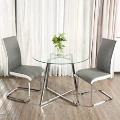 Bacyion Dining Table Set For 4 Person - Tempered Glass Table And PU Leather Chairs -Modern Kitchen Table And Chairs Set For Home, Kitchen, Living Room, Breakfast Nook (White) 29 Bacyion Dining Table Set For 4 Person - Tempered Glass Table And PU Leather Chairs -Modern Kitchen Table And Chairs Set For Home, Kitchen, Living Room, Breakfast Nook (White) -Songmics Furniture Shop 51MSjVmdPyL. AC