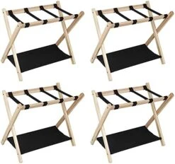 Babion Folding Luggage Racks For Guest Room With Shelf, Wooden Suitcase Stand, 2 Tier Foldable Luggage Racks With Heavy Duty Nylon Belts, Suitcase Bag Holder For Bedroom Guest Room, 2 Pack -Songmics Furniture Shop 51MThTBGs3L. AC