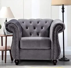 Container Furniture Direct Feinstein Modern Velvet Chesterfield Couches For Living Room With Nailheads, Diamond Tufting & Durable Metal Frame, Loveseat, Sofa, Dark Blue -Songmics Furniture Shop 51MTjv5cNL. AC