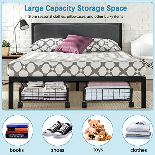 Ozzptuu Under Bed Storage Containers Under Bed Storage With Wheels Easy To Assembly Metal Under Bed Drawers For Bedroom Clothes Blankets Bedding Shoes Storage (New 2PC Black) 5 Ozzptuu Under Bed Storage Containers Under Bed Storage With Wheels Easy To Assembly Metal Under Bed Drawers For Bedroom Clothes Blankets Bedding Shoes Storage (New 2PC Black) - Image 5