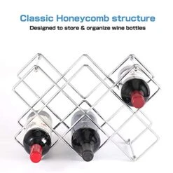 Buruis Countertop Wine Rack - 10 Bottle Wine Holder For Red White Wine Storage - Freestanding Metal Wine Rack - Small Tabletop Wine Rack - Modern Wine Bottle Holder - Silver -Songmics Furniture Shop 51Mb3YtIC6L