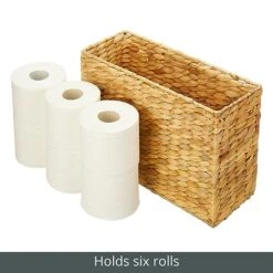 MDesign Woven Hyacinth Large Bathroom Toilet Roll Holder Storage Organizer Basket Bin - Rectangle Containers For Bathroom, Toilet Tank - Hold 6 Rolls Of Toilet Paper - Rice Weave - Natural/Tan 7 MDesign Woven Hyacinth Large Bathroom Toilet Roll Holder Storage Organizer Basket Bin - Rectangle Containers For Bathroom, Toilet Tank - Hold 6 Rolls Of Toilet Paper - Rice Weave - Natural/Tan -Songmics Furniture Shop 51MjZ5ZmfZL