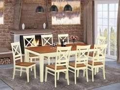 East West Furniture QUIN9-WHI-W Dining Table Set, 9-Piece