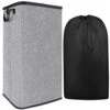 100L Large Laundry Hamper, 30.9'' Tall Laundry Basket With Removable Bag, Collapsible Laundry Hamper, Dirty Clothes Hamper For Bathroom Bedroom Drom Room, Grey Laundry Hamper For Toys Clothes Storage