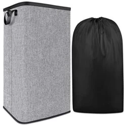 100L Large Laundry Hamper, 30.9'' Tall Laundry Basket With Removable Bag, Collapsible Laundry Hamper, Dirty Clothes Hamper For Bathroom Bedroom Drom Room, Grey Laundry Hamper For Toys Clothes Storage
