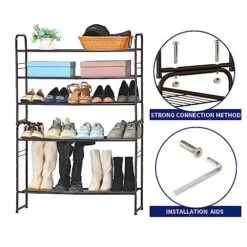 SUFAUY 3-Tier Shoe Rack, Stackable Shoe Shelf Storage Organizer For Entryway Closet, Extra Large Capacity, Wire Grid, Bronze 17 SUFAUY 3-Tier Shoe Rack, Stackable Shoe Shelf Storage Organizer For Entryway Closet, Extra Large Capacity, Wire Grid, Bronze -Songmics Furniture Shop 51Msp3zPR5L