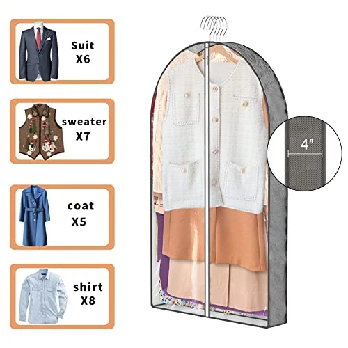 3 Pcs Garment Bags,40"and50" PEVA Moth-Proof Breathable Dust Cover,Clothing Bags For Hanging Clothes With Bedroom,Garment Covers For Suits, Padded Clothes, Shirts Prevent Dust 3 3 Pcs Garment Bags,40"and50" PEVA Moth-Proof Breathable Dust Cover,Clothing Bags For Hanging Clothes With Bedroom,Garment Covers For Suits, Padded Clothes, Shirts Prevent Dust - Image 3
