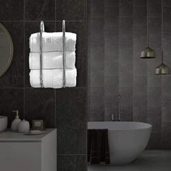 Wall Mounted Towel Rail Bathroom Storage Rail Modern Decorative Metal Wall Mount Towel Rack Organizer For Storage Of Bathroom Towels - Chrome/Steel -Songmics Furniture Shop 51N0eBpqveS