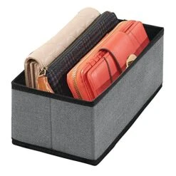 MDesign Soft Fabric Dresser Drawer And Closet Storage Organizer Bin For Bedroom - Holds Lingerie, Bras, Socks, Leggings, Clothes, Purses, Scarves, Lido Collection - 6 Pack - Charcoal Gray/Black -Songmics Furniture Shop 51N0hdYiBAL