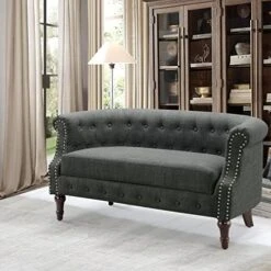 Rosevera Grier Polyester Upholstered Button Tufting Lounge Sofa Chair For Indoor Bedroom, Standard, Linen Beige Chaise -Songmics Furniture Shop 51N2IbKSL. AC