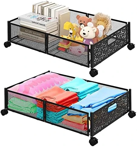 Under Bed Storage, Under Bed Rolling Storage, Under Bed Storage Containers With Wheels, Metal Under Bed Shoe Storage Organizer Drawer 2 Pack, Underbed Storage Bin For Bedroom Toys Clothes Blankets 7 Under Bed Storage, Under Bed Rolling Storage, Under Bed Storage Containers With Wheels, Metal Under Bed Shoe Storage Organizer Drawer 2 Pack, Underbed Storage Bin For Bedroom Toys Clothes Blankets - Image 7
