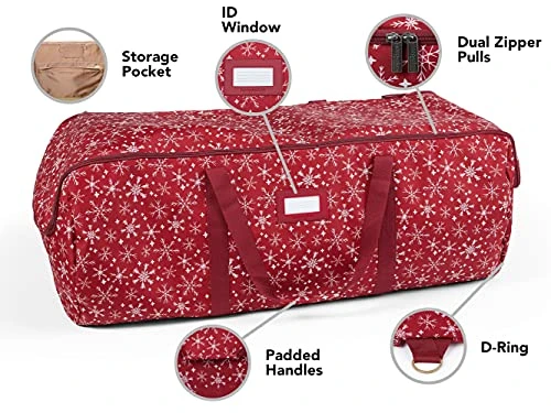 Covermates Keepsakes Garland Duffle Bag – Durable Polyester, Reinforced Handles, Fits Up To 25 Foot Garland Depending On Thickness - Holiday Storage-Red Snowflake 3 Covermates Keepsakes Garland Duffle Bag – Durable Polyester, Reinforced Handles, Fits Up To 25 Foot Garland Depending On Thickness - Holiday Storage-Red Snowflake - Image 3