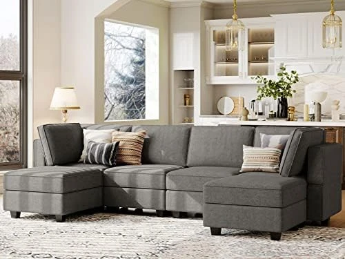 Belffin Large Modular Sectional Sofa U Shaped Couch Set With Storage Convertible Large Couch U Shape Set Reversible Chaise Dark Grey 11 Belffin Large Modular Sectional Sofa U Shaped Couch Set With Storage Convertible Large Couch U Shape Set Reversible Chaise Dark Grey - Image 11