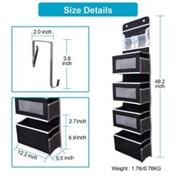 Aeeteek 1 Pack Hanging Closet Organizer 5-Shelf Over The Door Shoe Organizer Wall Mount Storage Bag Containers 49.2 * 13 * 5.5 Inches Large Capacity Collapsible Shelves Drawers (Black) 14 Aeeteek 1 Pack Hanging Closet Organizer 5-Shelf Over The Door Shoe Organizer Wall Mount Storage Bag Containers 49.2 * 13 * 5.5 Inches Large Capacity Collapsible Shelves Drawers (Black) -Songmics Furniture Shop 51N6Y58vtaL
