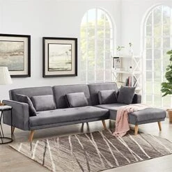 PBOGHLRD Folding Velvet Sofa Bed, Convertible Upholstered Futon Couch Set With Pillows, Modern Lounge Chaise For Living Room, Bedroom, Home Office (Blue) -Songmics Furniture Shop 51NBwFgtxdL. AC