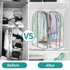 3 Pack Garment Bags For Hanging Clothes，12" Gusseted Large Capacity Garment Rack Cover，Clear Suit Bags For Closet Storage，Clothes Storage Bags With Zipper For Coat (40'' X 24'' X 12''~3pack) -Songmics Furniture Shop 51ND28zfpSL