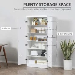 HOMCOM 70" 4-Door Kitchen Pantry, Freestanding Storage Cabinet, 6-Tier Cupboard With Adjustable Shelves For Living Room, White -Songmics Furniture Shop 51NFLSqP8lL