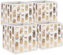 DII Non Woven Polyester Storage Bin, Metallic Pineapple, White & Gold, Small Set Of 4 -Songmics Furniture Shop 51NFeVVd8L. AC