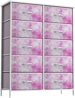 Sorbus Dresser With 8 Drawers - Furniture Storage Chest Tower Unit For Bedroom, Hallway, Closet, Office Organization - Steel Frame, Wood Top, Easy Pull Fabric Bins (8-Drawer, Tie-dye Blue/Pink/Purple) -Songmics Furniture Shop 51NIiYVyu5L. AC