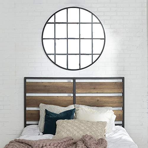 Walker Edison Modern Farmhouse Round Circle Grid Wall Mirror Vanity Bathroom Bedroom Entryway, 40 Inch, Black 3 Walker Edison Modern Farmhouse Round Circle Grid Wall Mirror Vanity Bathroom Bedroom Entryway, 40 Inch, Black - Image 3