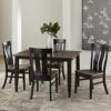 Carol's Inspirations 5 Piece Solid Wood Dining Room Set | 38x64 Inch Farmhouse Kitchen Table With 4 Chairs | Brown And Black Rustic Rectangle Table With Eased Edge And Distressing | Made In USA