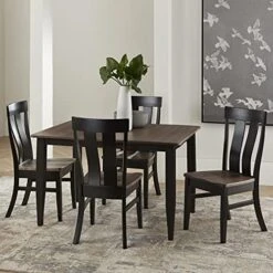 Carol's Inspirations 5 Piece Solid Wood Dining Room Set | 38x64 Inch Farmhouse Kitchen Table With 4 Chairs | Brown And Black Rustic Rectangle Table With Eased Edge And Distressing | Made In USA -Songmics Furniture Shop 51NOSdO4uAL. AC 1