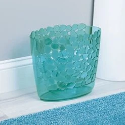 MDesign Plastic Slim Oval 2 Gallon Trash Can Wastebasket Garbage Bin - Decorative Themed Basket For Bathroom, Bedroom, Office - Hold Trash, Waste, Recycling - Pebbles Collection - Blue 15 MDesign Plastic Slim Oval 2 Gallon Trash Can Wastebasket Garbage Bin - Decorative Themed Basket For Bathroom, Bedroom, Office - Hold Trash, Waste, Recycling - Pebbles Collection - Blue -Songmics Furniture Shop 51NPk7VLdNL