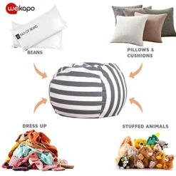 Wekapo Stuffed Animal Storage Bean Bag Chair Cover For Kids | Stuffable Zipper Beanbag For Organizing Children Plush Toys Large Premium Cotton Canvas -Songmics Furniture Shop 51NQhMH1b4L