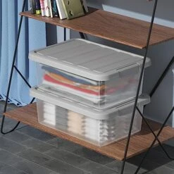 Tyminin Plastic Storage Bin With Handles/Lids, 14 L Latch Box, 2 Packs -Songmics Furniture Shop 51NRSV1TjgL