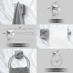 Bathroom Hardware Set Of 5， Zinc Alloy Wall Mounted Bathroom Accessories Kit，Towel Bar Accessory Set Includes 24 Inch Towel Bar,18inch Towel Rack,Toilet Paper Holder,Towel Ring,Hook -Songmics Furniture Shop 51NTpnNvGTL
