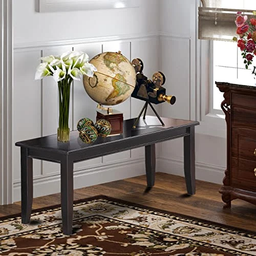 East West Furniture Dub-BLK-W Dining Room Bench, Wood Seat, Black 2 East West Furniture Dub-BLK-W Dining Room Bench, Wood Seat, Black - Image 2