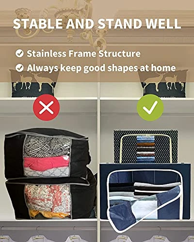 Clothes Storage Boxes Bins - 72L X 2 Large Organizers With Steel Frame , Tulab Foldable Oxford Containers Set, Clear Window & Reinforced Handles, Waterproof, For Closet, Bedding, Blankets (2-Pack, 20.07”x 15.73” X 14”) 2 Clothes Storage Boxes Bins - 72L X 2 Large Organizers With Steel Frame , Tulab Foldable Oxford Containers Set, Clear Window & Reinforced Handles, Waterproof, For Closet, Bedding, Blankets (2-Pack, 20.07”x 15.73” X 14”) - Image 2