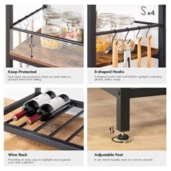 HOOBRO Kitchen Island With Storage, Kitchen Island Table With Power Outlet, 3 Tier Coffee Station And Microwave Stand, For Home, Kitchen And Dining Room, Rustic Brown BF021ZD01 11 HOOBRO Kitchen Island With Storage, Kitchen Island Table With Power Outlet, 3 Tier Coffee Station And Microwave Stand, For Home, Kitchen And Dining Room, Rustic Brown BF021ZD01 -Songmics Furniture Shop 51Ntw6bMCRL