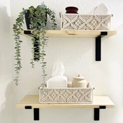 TIMEYARD Macrame Storage Baskets For Toilet Paper, Small Decorative Shelf Baskets For Bedroom, Bathroom, Living Room, Boho Decor Box For Small Items, Set Of 2, Beige -Songmics Furniture Shop 51NunF0MGYL