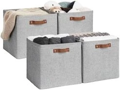 StorageWorks 13x13 Storage Cubes, Collapsible Storage Bins Organizer For Closet, Fabric Storage Box With PU Handles, Beige, 4-Pack 22 StorageWorks 13x13 Storage Cubes, Collapsible Storage Bins Organizer For Closet, Fabric Storage Box With PU Handles, Beige, 4-Pack -Songmics Furniture Shop 51NxhldzPTL. AC