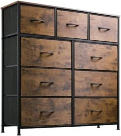 WLIVE 9-Drawer Dresser, Fabric Storage Tower For Bedroom, Hallway, Nursery, Closet, Tall Chest Organizer Unit With Fabric Bins, Steel Frame, Wood Top, Easy Pull Handle, Greige -Songmics Furniture Shop 51O2aYm8DQL. AC