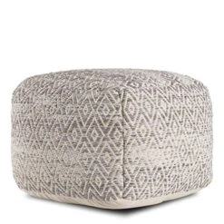 Anji Mountain Square Pouf , 22" X 22" X 17", Gray