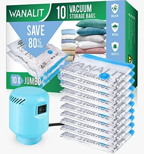 Vacuum Storage Bags With Electric Air Pump, 15 Pack (3 Jumbo, 3 Large, 3 Medium, 3 Small, 3 Roll Up Bags) Space Saver Bag, Vacuum Sealer Bags For Clothes, Blanket, Duvets, Pillows, Comforters, Travel 5 Vacuum Storage Bags With Electric Air Pump, 15 Pack (3 Jumbo, 3 Large, 3 Medium, 3 Small, 3 Roll Up Bags) Space Saver Bag, Vacuum Sealer Bags For Clothes, Blanket, Duvets, Pillows, Comforters, Travel - Image 5