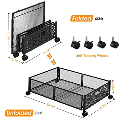 Under Bed Storage, Under Bed Storage Containers With Wheels, Under The Bed Storage Containers, Tool-free Assembly Foldable Under Bed Shoe Storage Organizer Bins Drawer For Bedroom Clothes Blankets Shoes (Black, 2Pack) 1 Under Bed Storage, Under Bed Storage Containers With Wheels, Under The Bed Storage Containers, Tool-free Assembly Foldable Under Bed Shoe Storage Organizer Bins Drawer For Bedroom Clothes Blankets Shoes (Black, 2Pack)