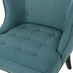 GDFStudio Aria | Occasional Chair | Wing Back | Nail Head Accents | Button Tufted | Corded | Fabric In Dark Teal -Songmics Furniture Shop 51OOvEOMEKL