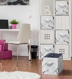 Sorbus Fabric Foldable Storage Cubes Organization Bins, Great For Home Organization, Living Room, Cube Storage Bins, For Closet, Nursery, Playroom, College Dorm, Marble Print Fabric (4, Pack, White) -Songmics Furniture Shop 51ORCtC4PxS