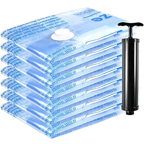 Vacuum Storage Bags 7 Jumbo, Space Saver Sealer Bags With Travel Hand Pump, Airtight Compression Bags For Clothes, Pillows, Comforters, Blankets, Bedding 1 Vacuum Storage Bags 7 Jumbo, Space Saver Sealer Bags With Travel Hand Pump, Airtight Compression Bags For Clothes, Pillows, Comforters, Blankets, Bedding