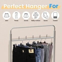 VEHHE 20 Pack Pants Hangers With Clips, Metal Skirt Hangers With 2-Adjustable Clips And 360-Rotating Hook, Multi Stackable Shorts Pants Hangers Space Saving For Women Men -Songmics Furniture Shop 51OVliy8d7L